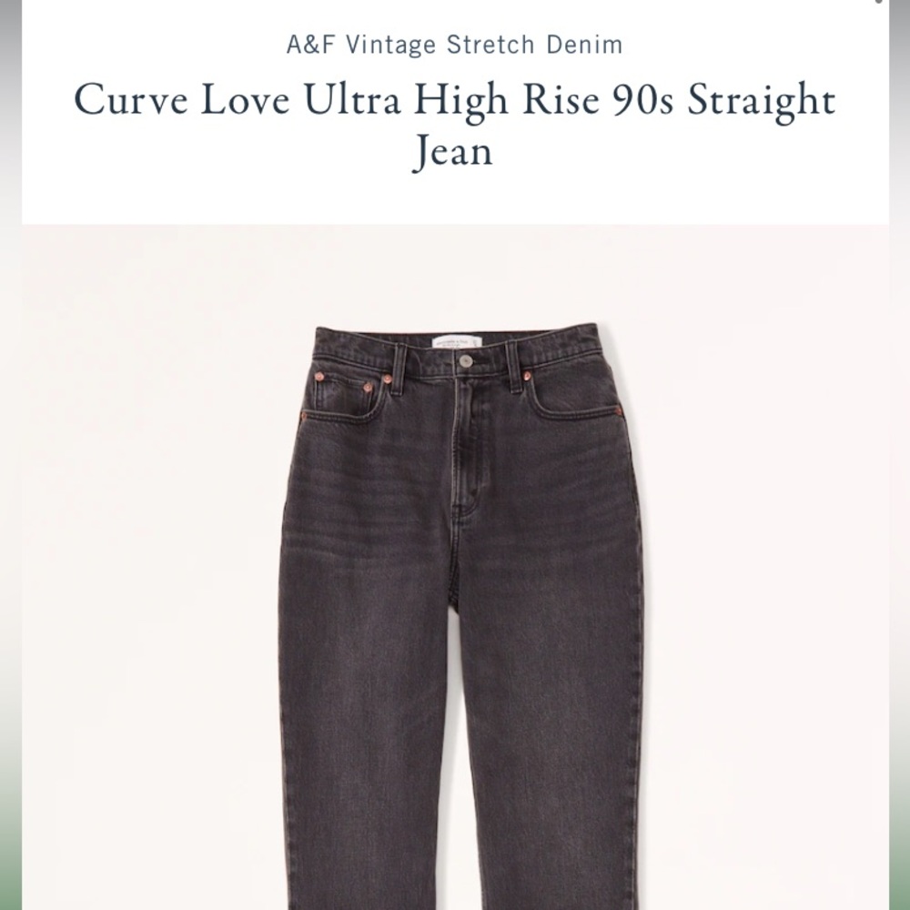 NWT Abercrombie Curve Love The 90s Straight Ultra High Rise - Black
